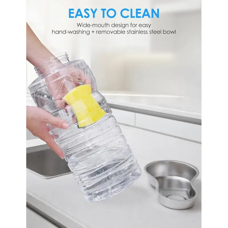 2.5 Gallon Automatic Dog Water Dispenser with Wide Mouth for Easy Cleaning and Removable Stainless Steel Bowl, Ideal for Multi-Pet Homes