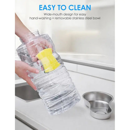 2.5 Gallon Automatic Dog Water Dispenser with Wide Mouth for Easy Cleaning and Removable Stainless Steel Bowl, Ideal for Multi-Pet Homes